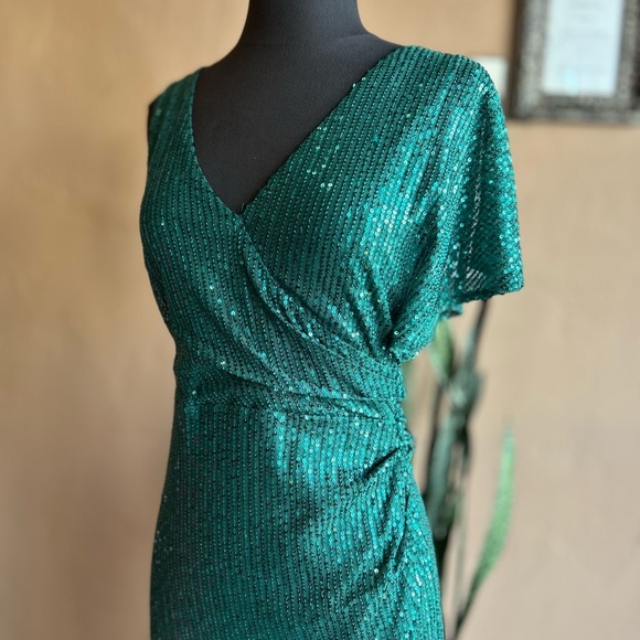 Green Sequin Gatsby Special Occasion Maxi Dress NWT - Picture 5 of 9